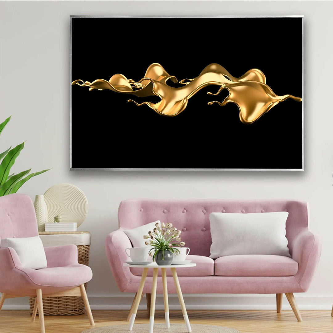 Golden Abstract Tempered Glass Wall Art - MyPhotoStation