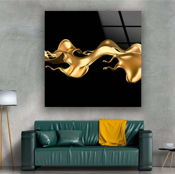 Golden Abstract Tempered Glass Wall Art - MyPhotoStation