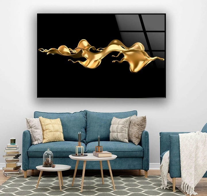 Golden Abstract Tempered Glass Wall Art - MyPhotoStation