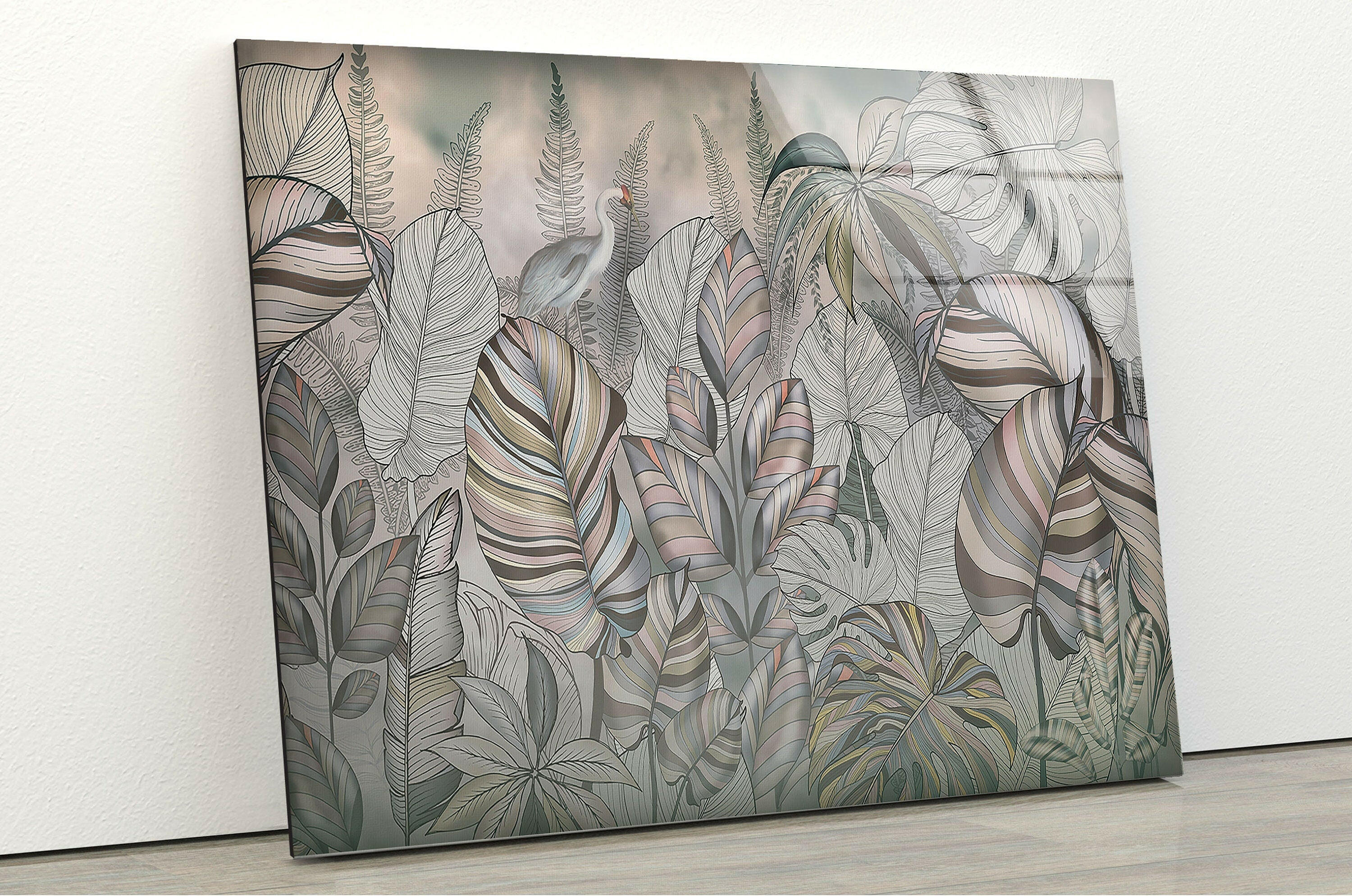 Leaves Decor Tempered Glass Wall Art