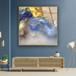 Blue and Yellow Abstract Tempered Glass Wall Art
