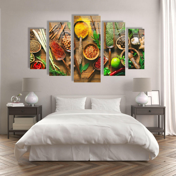 Colorful Herbs & Spices Glass Wall Art, photo print on glass, prints on glass wall art