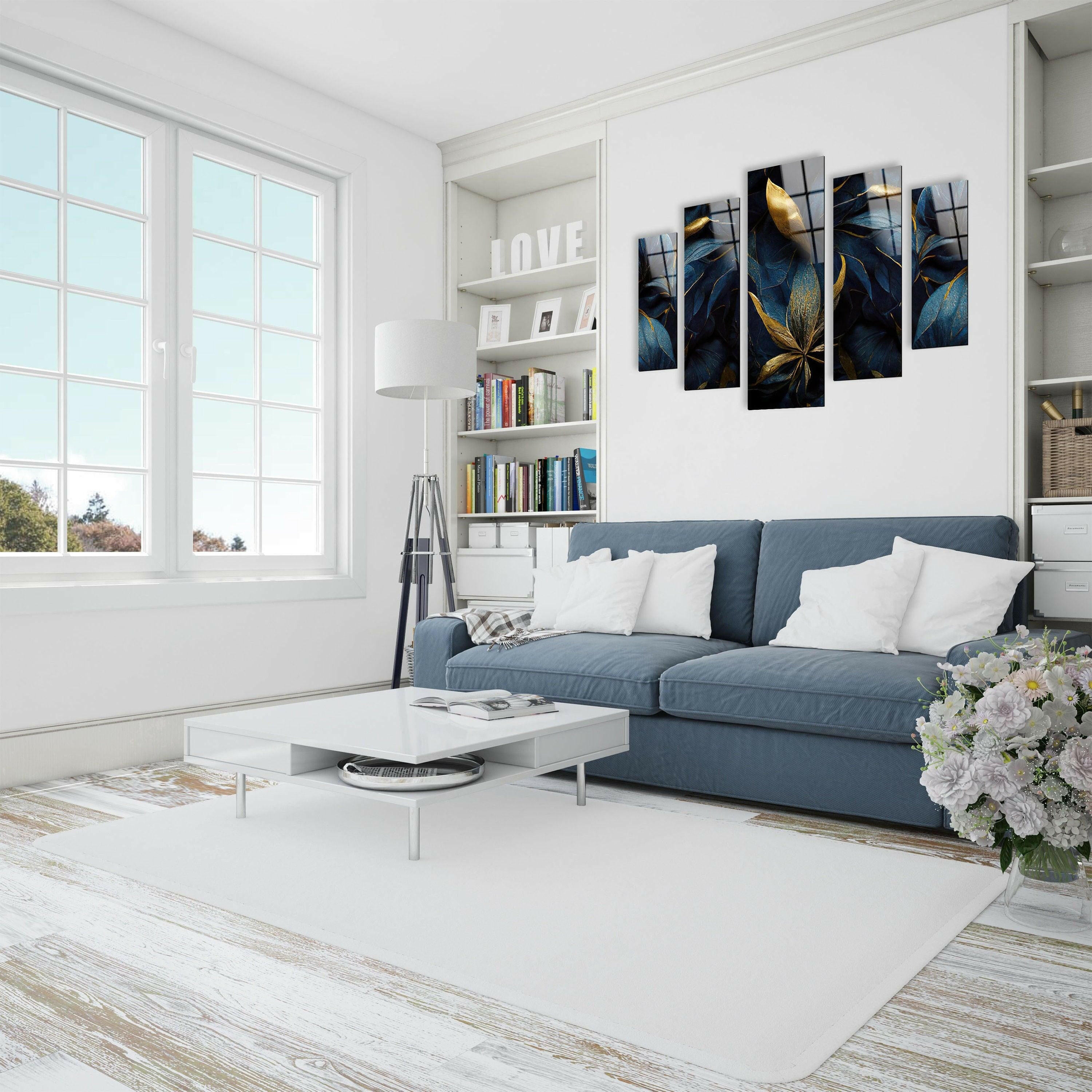 Dark Floral Panoramic Tempered Glass Wall Art
