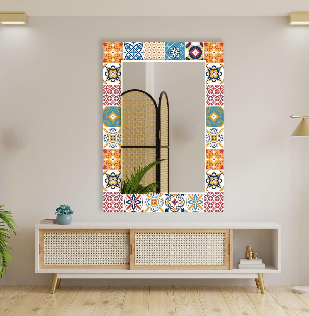 Red & Orange Wall Mirror mirror with frame
