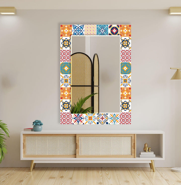 Red & Orange Wall Mirror mirror with frame
