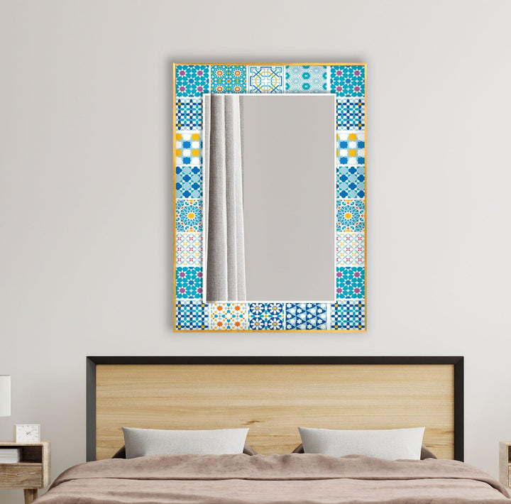 Mosaic Design Light Blue Wall Mirror Modern Mirror
