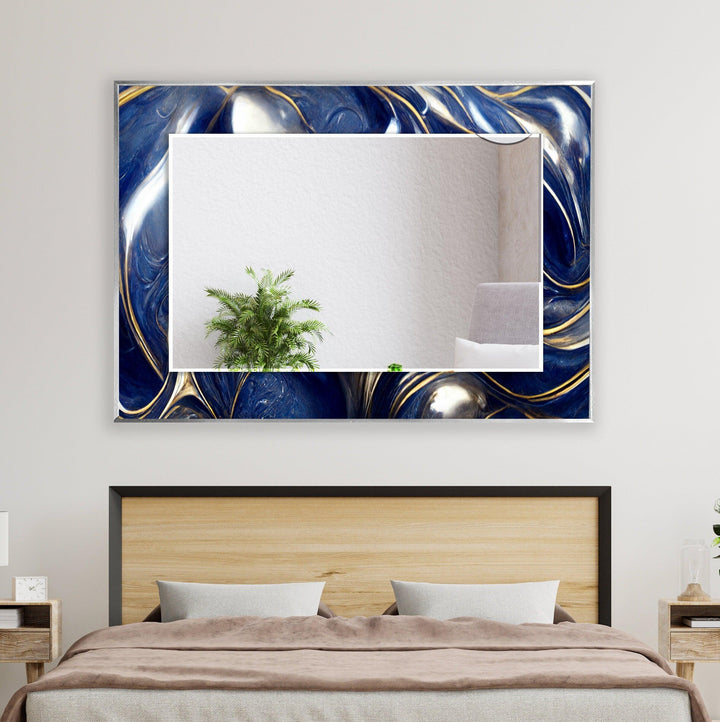 Marble Navy Blue and Gold Wall Mirror Green Wall Mirror
