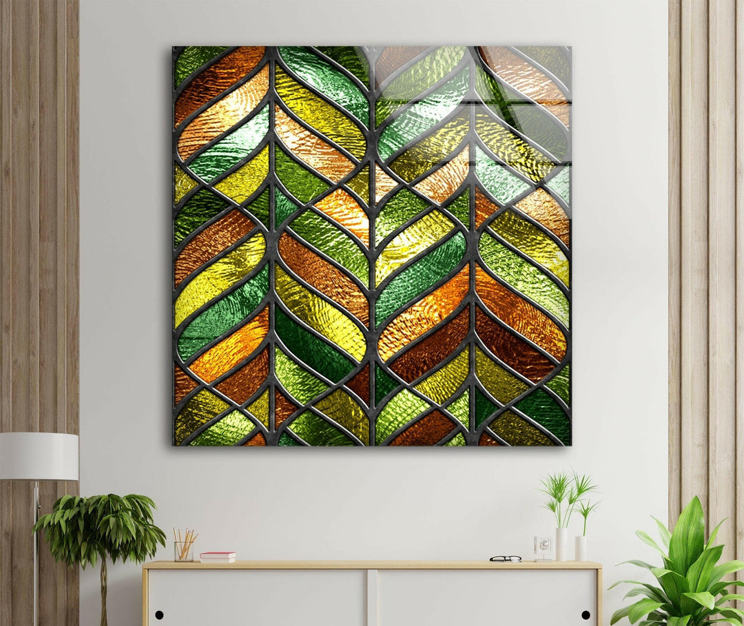 Green Stained Glass Wall Art glass art painting, glass art for the Wall
