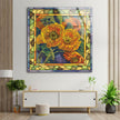 Orange Flowers Stained Window Tempered Glass Wall Art