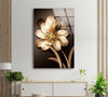 Golden Flower Tempered Glass Wall Art