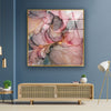 Pink Alcohol Ink Gray Marble Tempered Glass Wall Art