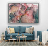 Pink Alcohol Ink Gray Marble Tempered Glass Wall Art