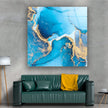 Blue Gold Marble Tempered Glass Wall Art