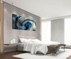 Panoramic Golden Abstract Tempered Glass Wall Art