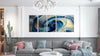 Panoramic Golden Abstract Tempered Glass Wall Art