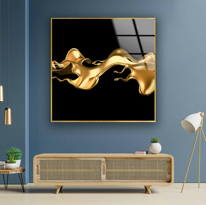 Golden Abstract Tempered Glass Wall Art - MyPhotoStation