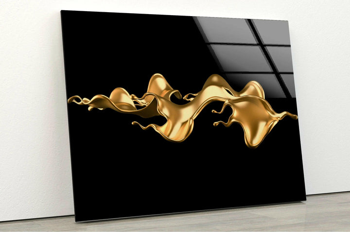 Golden Abstract Tempered Glass Wall Art - artdesigna glass printing wall art