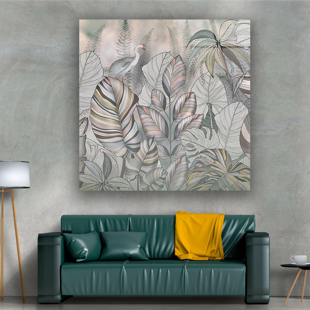 Exotic Leaves Decor Glass Wall Art, Glass Printing Wall Art, Print photos on glass