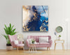 Blue Abstract Tempered Glass Wall Art