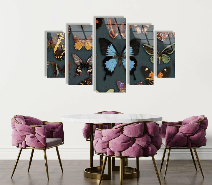 Various Butterflies Glass Wall Art, custom glass pictures, glass art prints