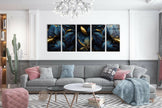 Dark Floral Panoramic Tempered Glass Wall Art