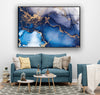 Dark Blue and Golden Marble Tempered Glass Wall Art