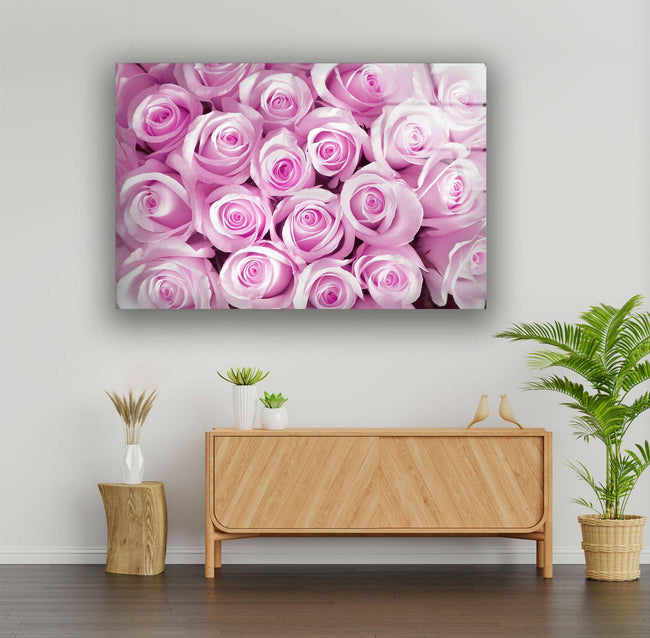 Pink Rose Tempered Glass Wall Art