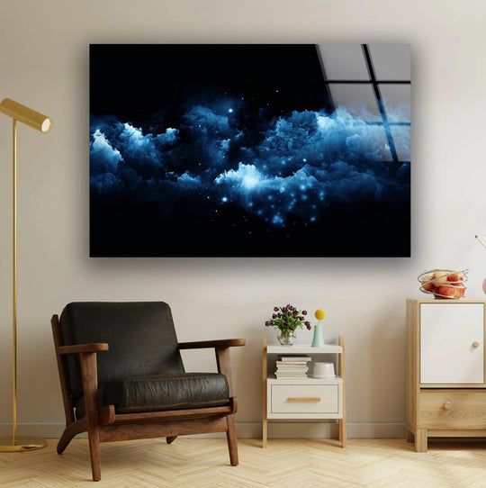 Blue Clouds Glass Wall Art glass pictures for Wall, glass prints wall art