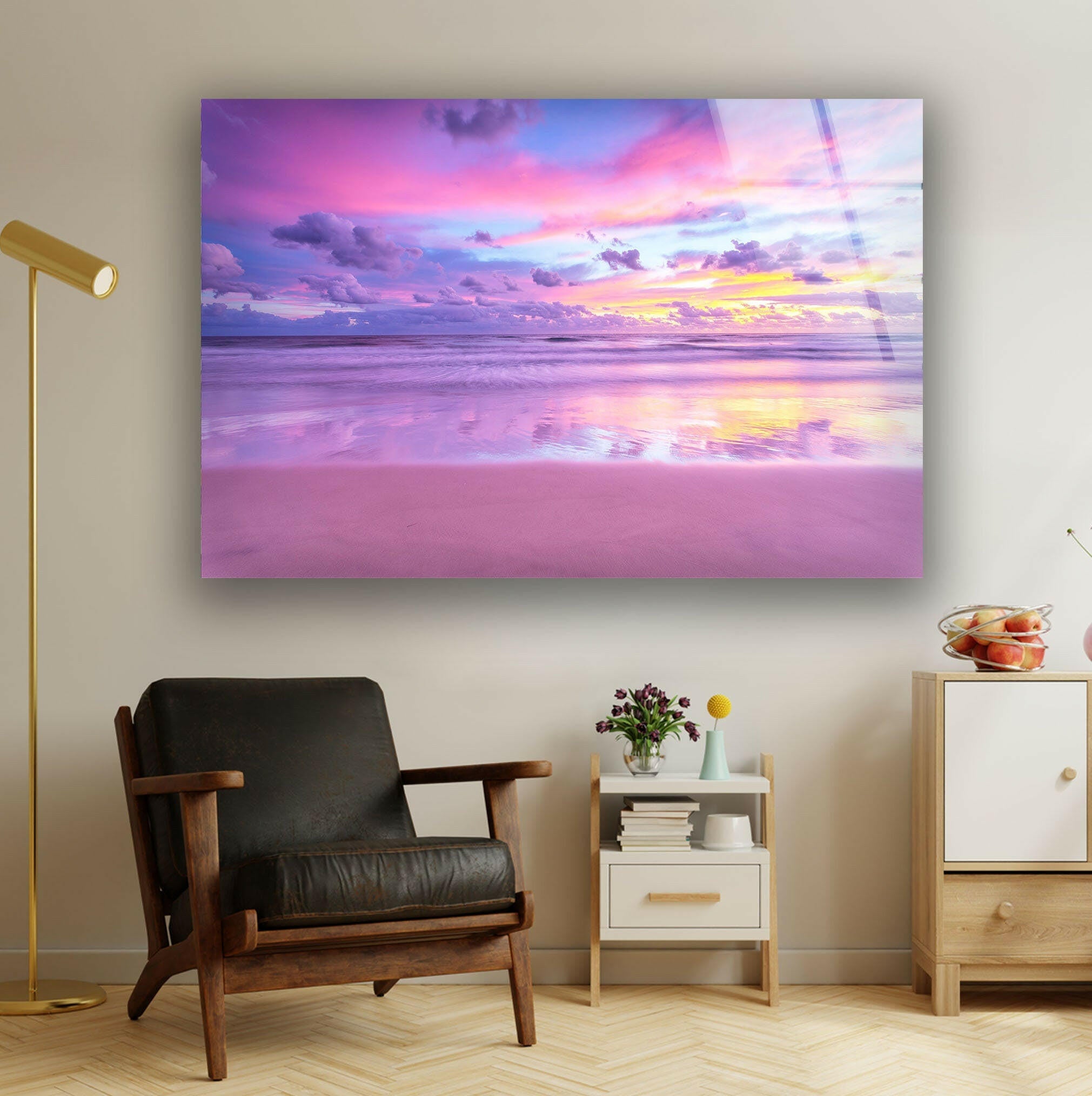 Pink Sky Tempered Glass Wall Art