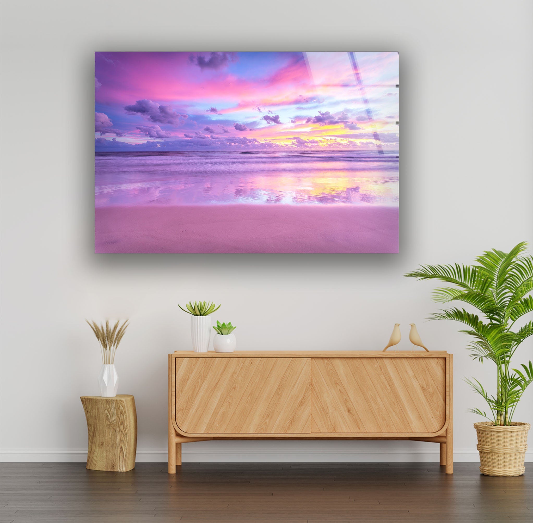 Pink Sky Tempered Glass Wall Art