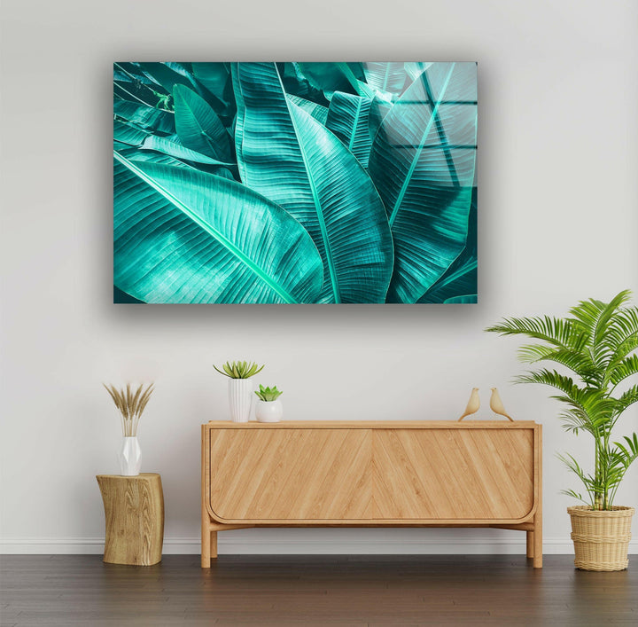 Tropical Banana Leaf Glass Wall Art, Glass Printing Wall Art, Print photos on glass