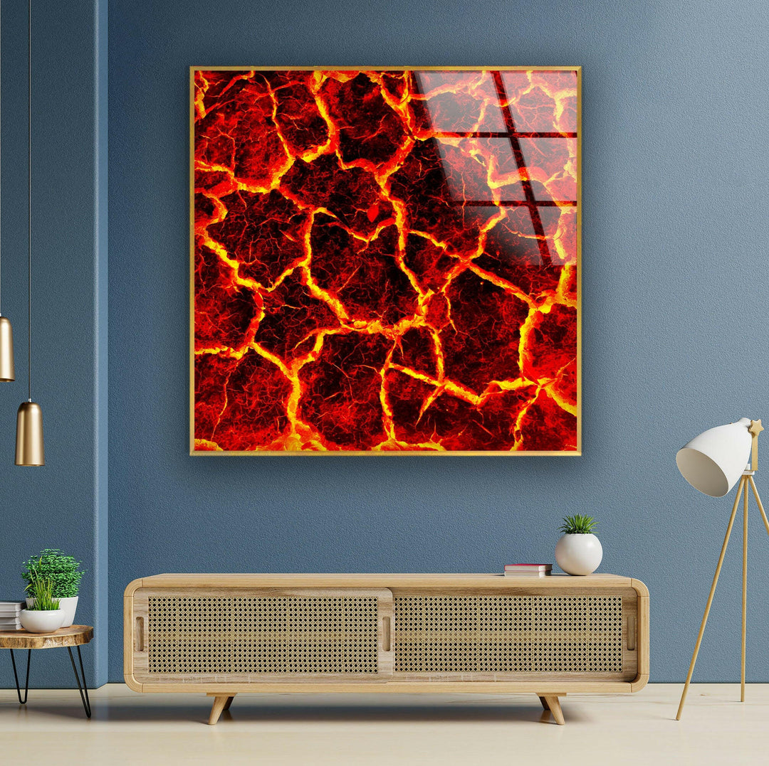 Wandkunst aus rotem Magma-Lavaglas