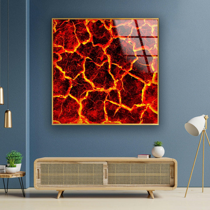 Wandkunst aus rotem Magma-Lavaglas