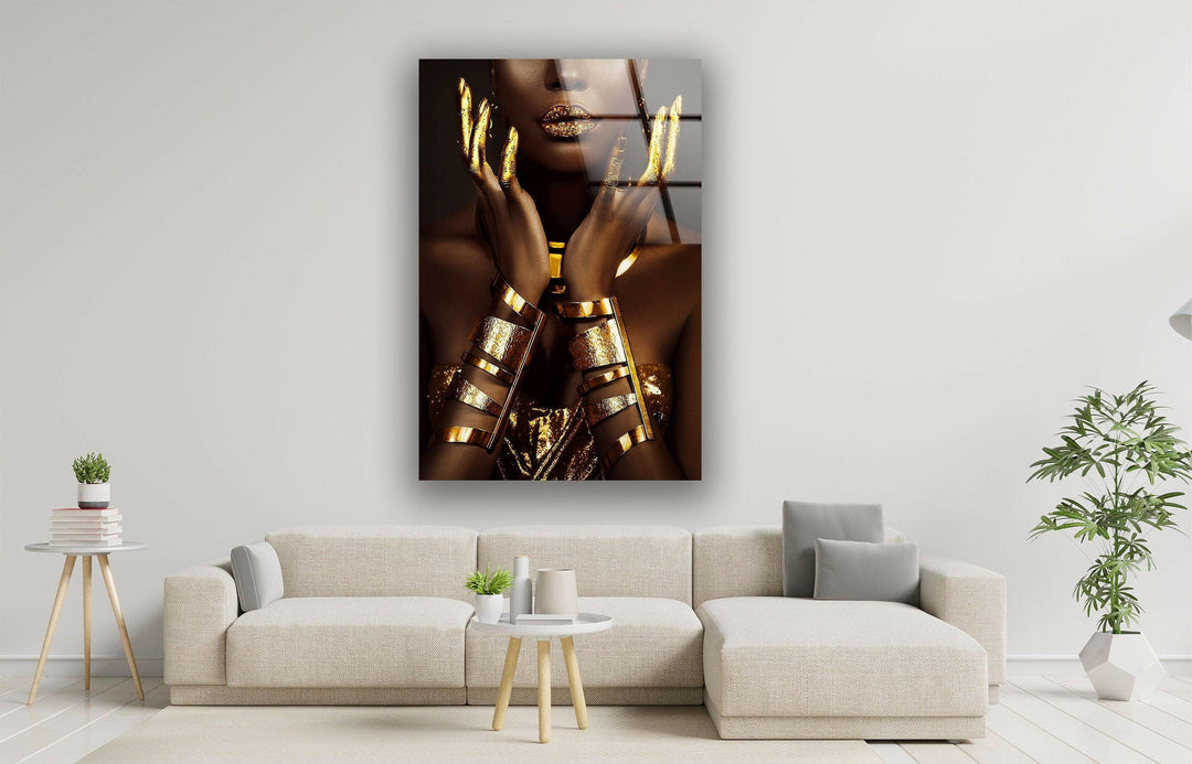 Woman Art with Gold Glass Wall Pictures & Cool Art Decor