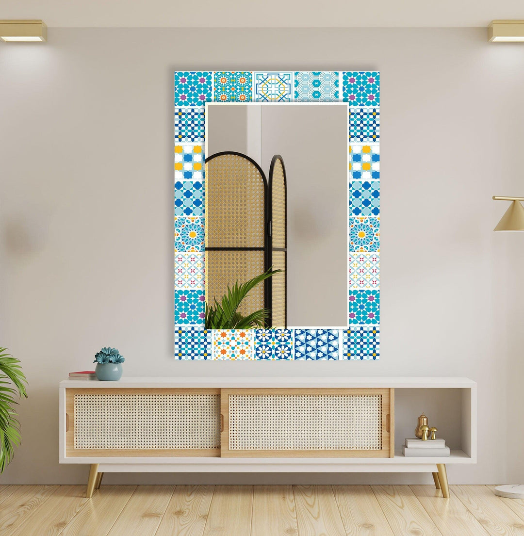 Mosaic Design Light Blue Wall Mirror dining room mirror
