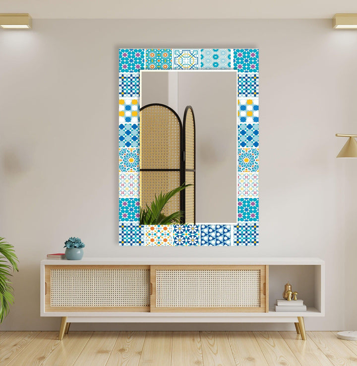 Mosaic Design Light Blue Wall Mirror dining room mirror
