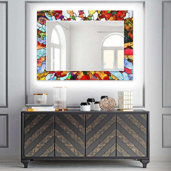 Stained Colorful Wall Mirror Entryway Wall Mirror
