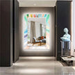Abstract Tempered Glass Wall Mirror
