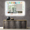 Abstract Tempered Glass Wall Mirror