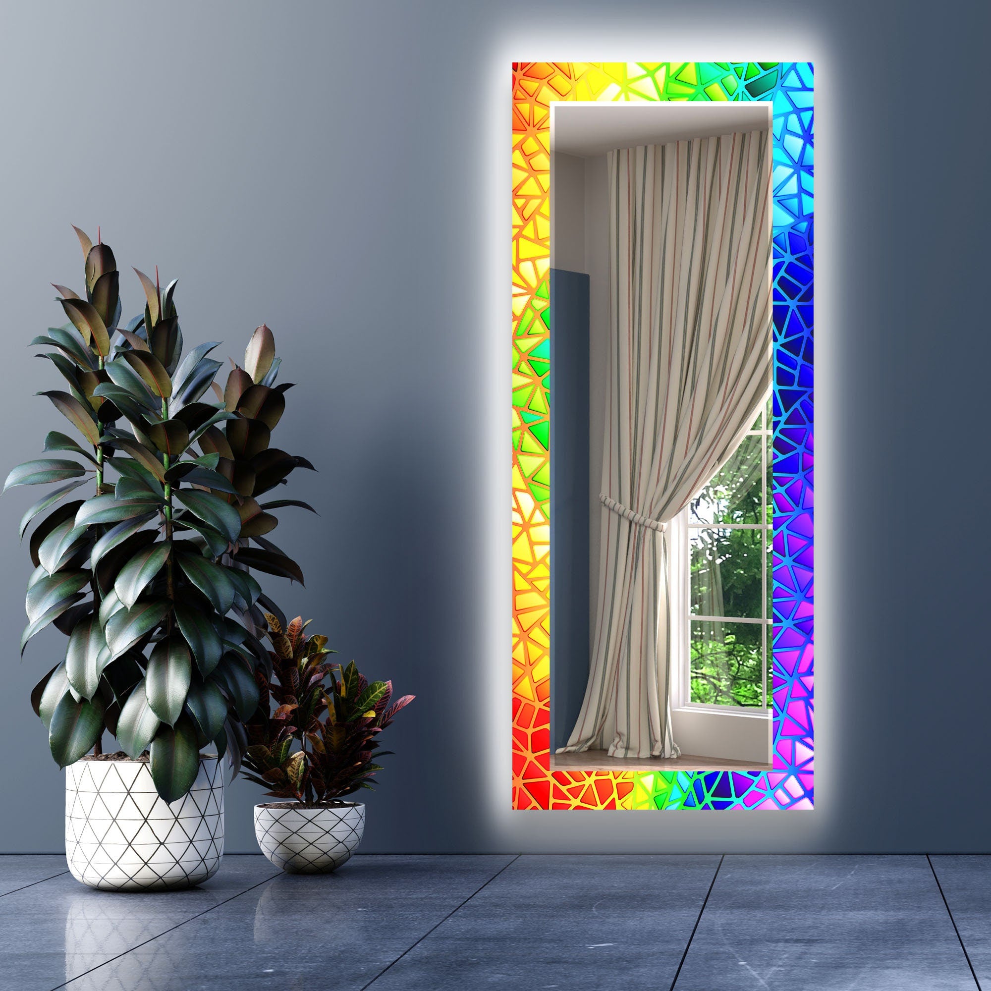 Stained Tempered Glass Wall Mirror