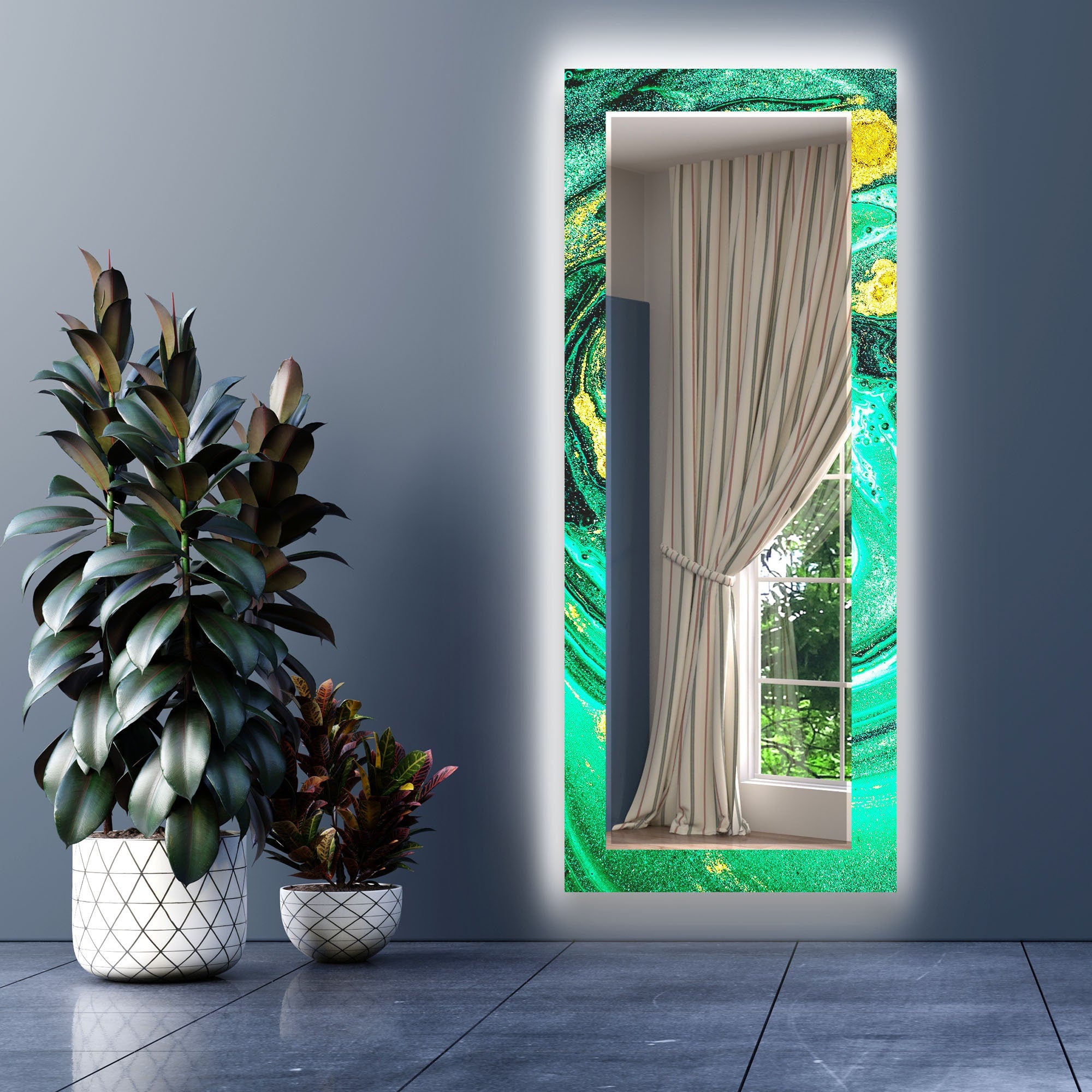 Stained Tempered Glass Wall Mirror
