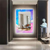 Abstract Tempered Glass Wall Mirror