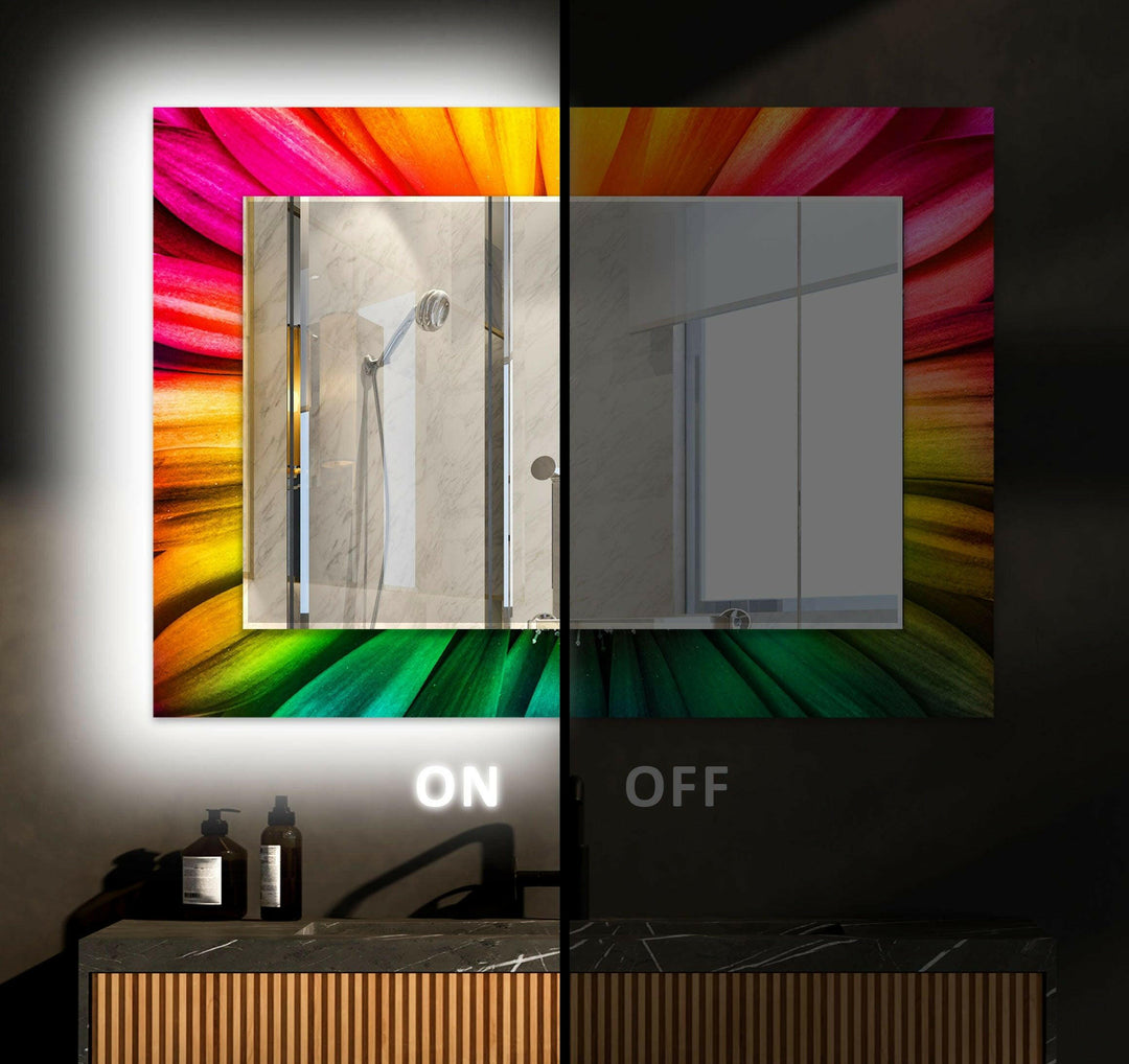Colorful Daisy Leaves Wall Mirror Blue Wall Mirror
