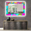 Abstract Tempered Glass Wall Mirror