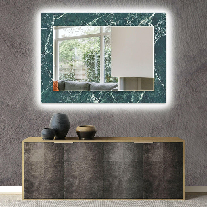 Green Marble with White Splashes Wall Mirror Entryway Mirror
