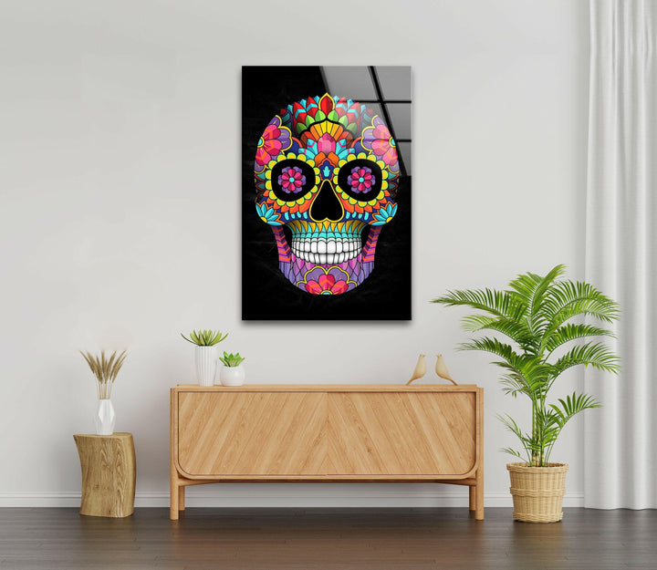 Skeleton Face Glass Wall Art & Cool Home Decor