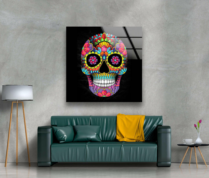 Skeleton Face Glass Art Painting & Cool Art Prints