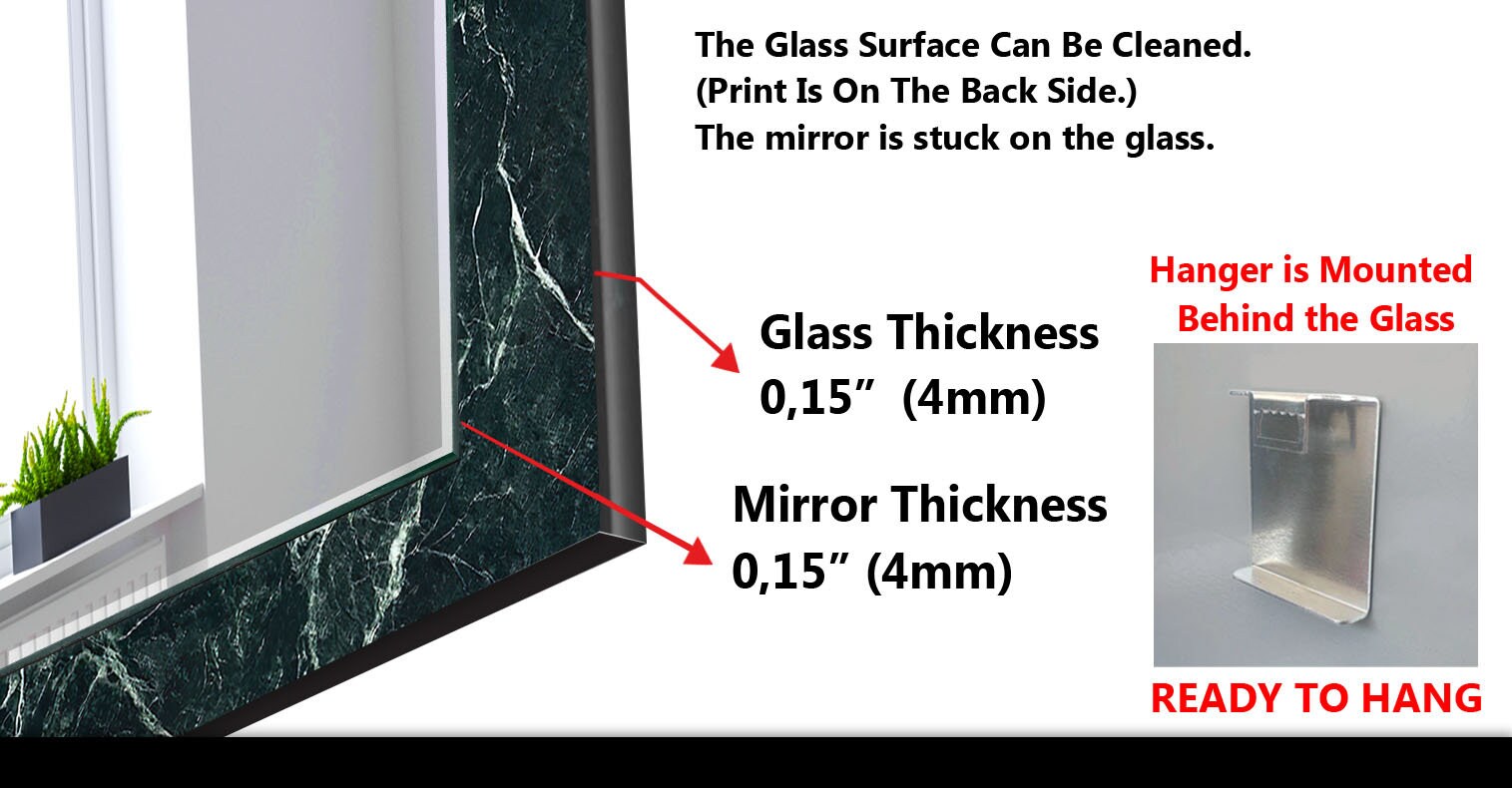 Abstract Tempered Glass Wall Mirror