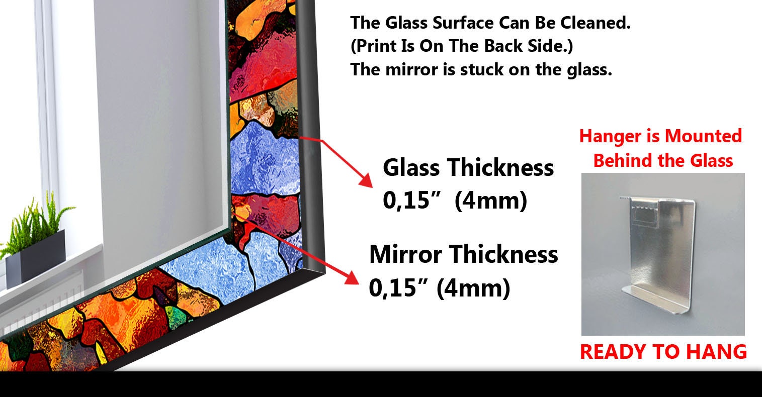 Stained Tempered Glass Wall Mirror