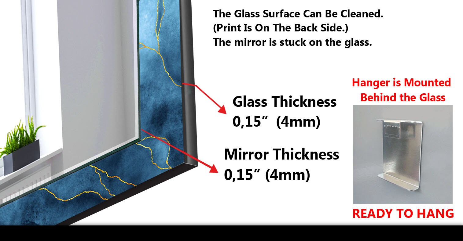 Abstract Tempered Glass Wall Mirror